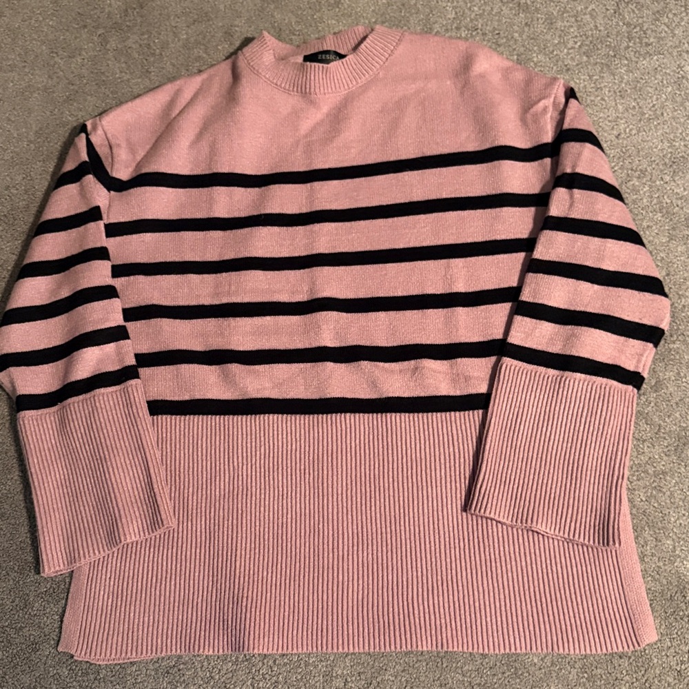Mauve and Black Striped Sweater